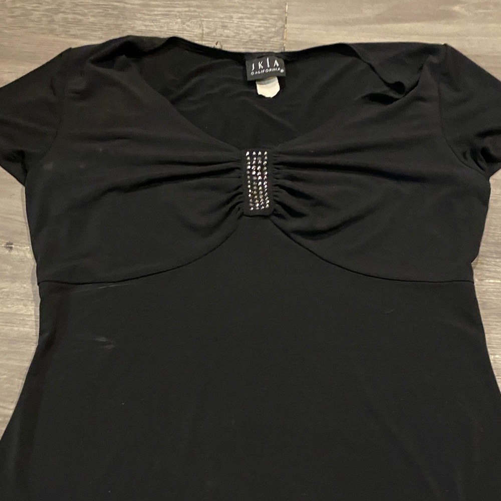 Black Women's Top with Embellished Detail